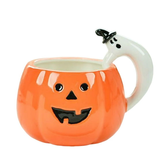 MXTPOV Pumpkin Cup With Lid Spoon Lovely Breakfast Cup Mug Halloween New Ceramic Cup Party Favors