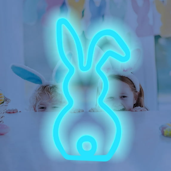 MXTPOV Rabbit Shaped Neon Lights, Cute Easter Bunny LED Lights for Windows Party, Exquisite Easter Lights for Wall Decor, Easter Decorations