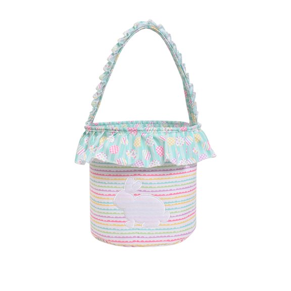 MXTPOV Rustic Printed Easter Basket, Easter Eggs Bunny Baskets for Kids, Easter Decorations Candy Bags, Easter Baskets with Handle for Party Favors, Home Decor