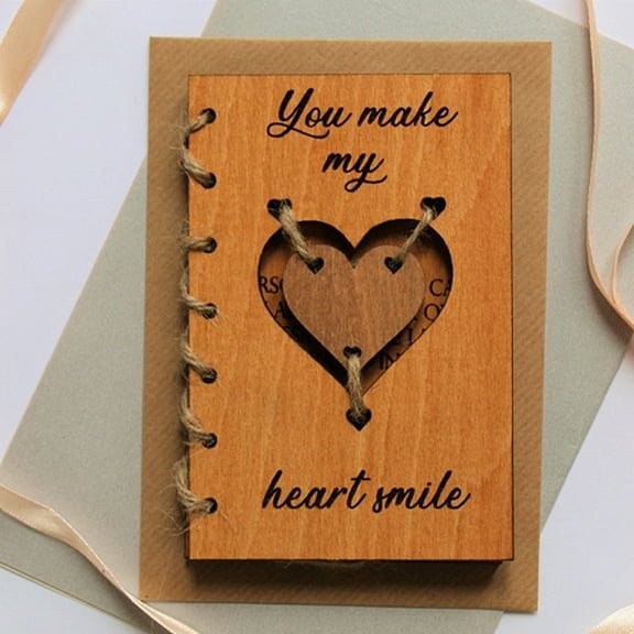 MXTPOV Special Gift Cards, You Pull On My Heartstrings Personalised Wooden Card, Valentines Days Gifts, Anniversary Gift Card