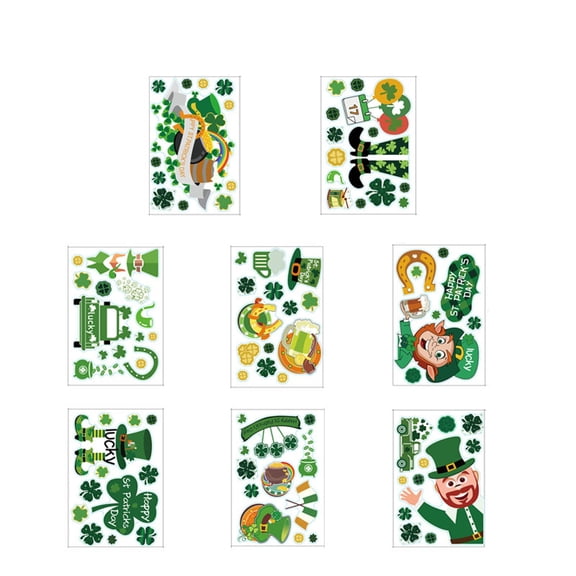 MXTPOV St.Patrick's Day Stickers for Walls, Shamrock Leprechaun Hats Stickers Window Clings, Lucky Irish DIY Decals for Party, St Patricks Day Decorations