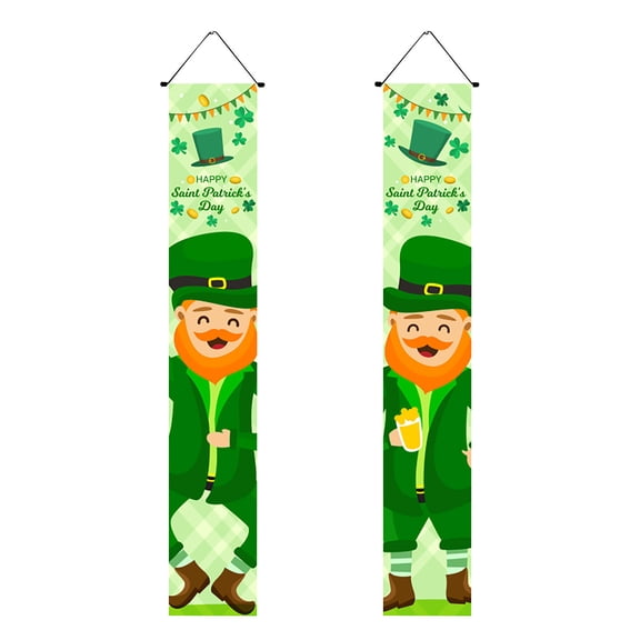 MXTPOV St Patricks Day Banner, Green Shamrock Gnomes Front Porch Decor for Party Home Decor, St Patricks Day Decorations, Lucky Irish Welcome Sign, Garden Decor