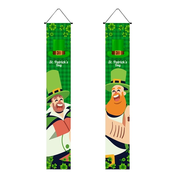 MXTPOV St Patricks Day Banner, Green Shamrock Gnomes Front Porch Decor for Party Home Decor, St Patricks Day Decorations, Lucky Irish Welcome Sign, Garden Decor
