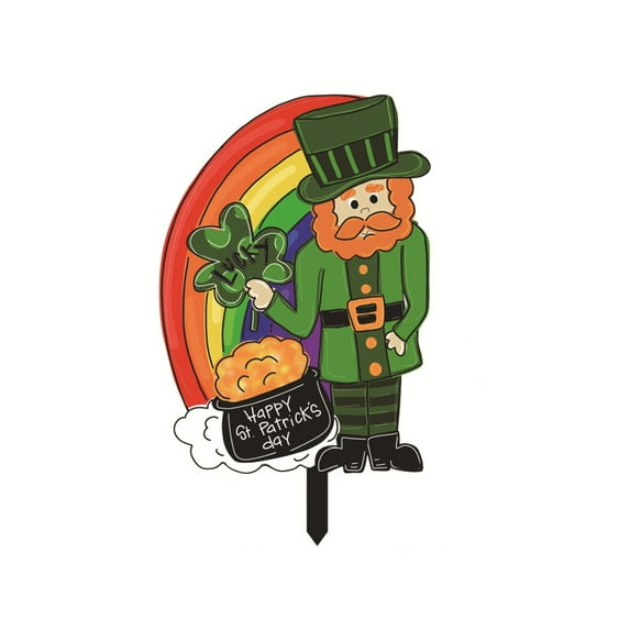 MXTPOV St Patricks Day Decorations Outdoor, Gnomes Lucky Rainbow Garden Stakes for Lawn Patio Yard, Yard Signs for Garden Decor, Home Decor