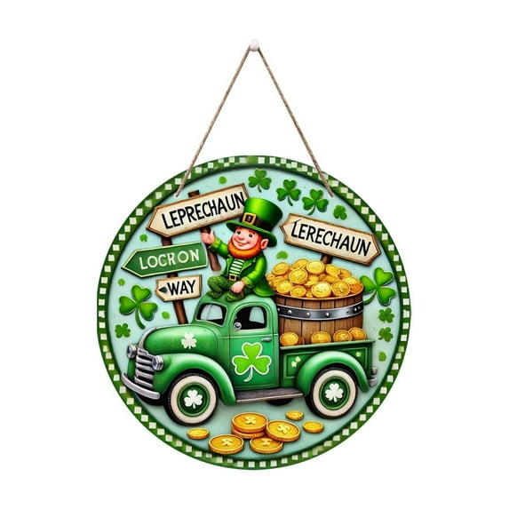 MXTPOV St Patricks Day Decorations, St. Patrick's Day Sign Sham's Wood Hanging Sign Wooden St. Patrick's Day Front Door Decorative Luck Shamrocks Mountain Shaped Wall ,Home Decor