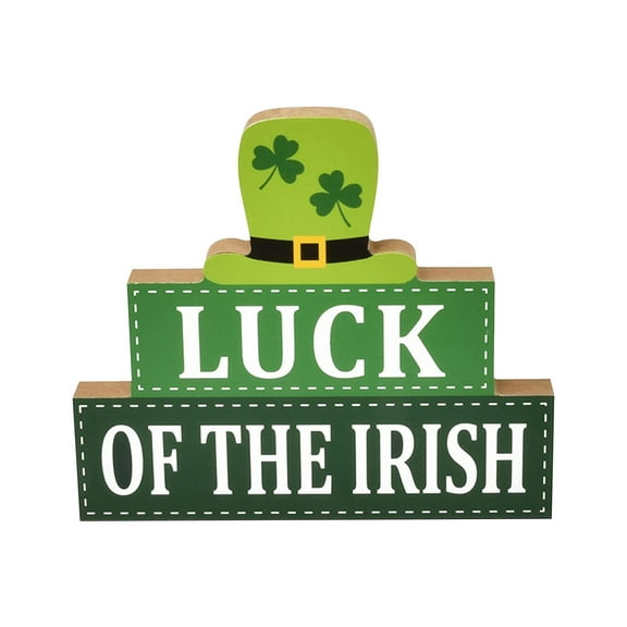 MXTPOV St Patricks Day Ornaments, 3 Layers Shamrock Green Wooden Ornaments for Table Decor Party, St Patricks Day Decorations, Home Decor