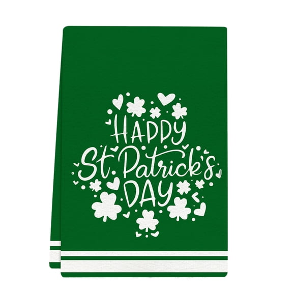 MXTPOV St Patricks Day Towels, 25.9x17.7in Shamrock Printed Kitchen Towels Face Towels, St Patricks Day Decorations, Green Towels for Bathroom, Home Decor