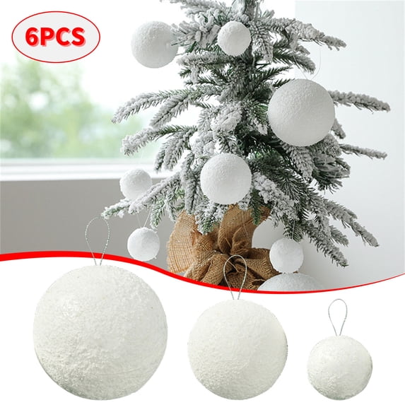 MXTPOV White Christmas Balls, Artificial Snow Globe Ornaments for Xmas Tree, Delicate Christmas Decorations Hanging for Party Wedding Home Decor, 1.6in,12pcs