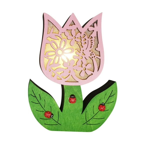 MXTPOV Wooden Flowers Ornaments with LED Lights, Luminous Wood Craft Flower Decor, Gifts for Adults Kids, Spring Decor, Home Decor, Easter Decorations