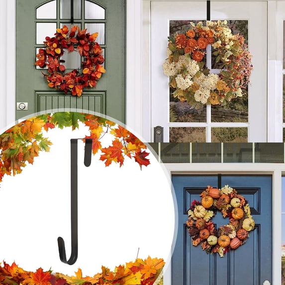MXTPOV Wreath Hangers for Front Door, Metal Wreath Hanger for Welcome Sign, Door Wreath Hanger for Halloween, Easter, Christmas Decorations