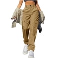 thumbnail image 1 of MXUIKV Cargo Pants Women Straight Leg Elastic Waist Loose Fitted Plus Size Button Trousers with Multi Pockets(X-Large,Khaki1), 1 of 7