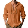 thumbnail image 1 of MXUIKV Cotton Linen Shirts for Men Hooded Long Sleeve Lightweight Button down Shirts for Men Beach Shirts, 1 of 5