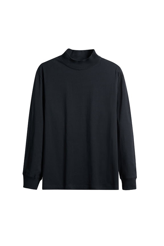 Cotton Shirts for Men Pullover Long Sleeve High Neck Basic Casual Daily Wear Mens Shirts