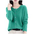 thumbnail image 1 of MXUIKV Crewneck Sweaters for Women Long Sleeve Fall Fashion Fitness Knitted Tunic Stretchy Loose Fitted Womens Blouses Solid Color, 1 of 5