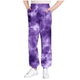 thumbnail image 1 of MXUIKV Girls Teen Joggers Pants Loungewear Loose Fitted Elastic Waist Gradient Cuffed Trousers with Pockets(11-12 Years,Purple), 1 of 4