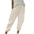 thumbnail image 1 of MXUIKV Linen Pants for Women Lightweight Cozy Loose Fitted Pants with Multi Pockets Travel Beach Cargo Pants, 1 of 6