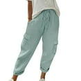 thumbnail image 1 of MXUIKV Linen Pants for Women Lightweight Cozy Loose Fitted Pants with Multi Pockets Travel Beach Cargo Pants, 1 of 6