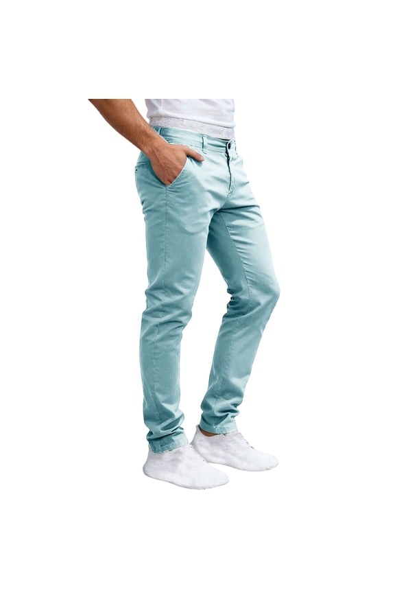 Men's Casual Pants Button Open Straight Leg Classic Fitted Tapped Work Casual Daily Trousers(3X-Large,Light Blue)