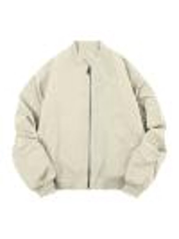 Men's Flight Jacket Plus Size Oversize Pleated Vintage Old-School Coat Outerwear with Pockets(Medium,Beige)