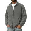 thumbnail image 1 of MXUIKV Men's Jacket Fall Plus Size Lightweight Fleece Zip up Mock Neck Casual Coat Outerwear with Pockets(Large,Dark Gray), 1 of 7