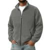 MXUIKV Men's Jacket Fall Plus Size Lightweight Fleece Zip up Mock Neck Casual Coat Outerwear with Pockets(Large,Dark Gray)