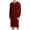 thumbnail image 1 of MXUIKV Men's Pajama Shirts Long Sleeve Loose Fitted Extended Crwe Neck Shirts Home Sleepwear Shirts for Men, 1 of 6