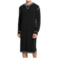 thumbnail image 1 of MXUIKV Men's Pajama Shirts Long Sleeve Loose Fitted Extended Crwe Neck Shirts Home Sleepwear Shirts for Men, 1 of 6