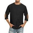 thumbnail image 1 of MXUIKV Men's Shirts Crewneck 3/4 Sleeve Fitness Pullover Casual Business Shirts for Men Solid Color, 1 of 5