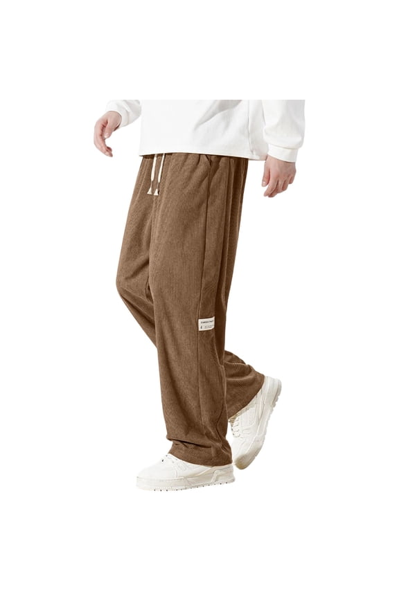 Mens Athleisure Pants Loose Fitted Elastic Waistband Vacation Outdoors Work Daily Trousers(Small,Coffee)