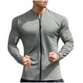 thumbnail image 1 of MXUIKV Mens Cardigans Full Zip Crewneck Long Sleeve Outdoor Sunproof Gym Workout Activewear Shirts for Men, 1 of 4