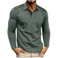 thumbnail image 1 of MXUIKV Mens Shirts Cotton Spandex Stretchy Collar 1/4 Button Long Sleeve Golf Shirts for Men Solid Color, 1 of 7