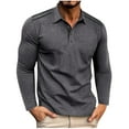 thumbnail image 1 of MXUIKV Mens Shirts Cotton Spandex Stretchy Collar 1/4 Button Long Sleeve Golf Shirts for Men Solid Color, 1 of 6