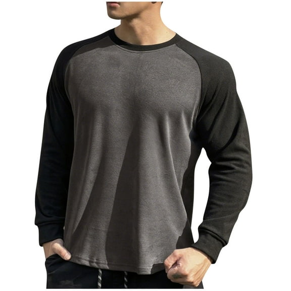 MXUIKV Mens Sweatshirts Pullover Crewneck Long Sleeve Outdoor Sunproof Activewear Shirts for Men Solid Color