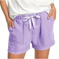 thumbnail image 1 of MXUIKV Shorts for Women Regular Fitted Elastic Waist Drawstring 5" Inseam Pants with Pockets, 1 of 6