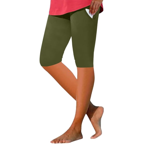 MXUIKV Stretchy Slim Fitted Yoga Shorts for Women 9" Inseam Gym Workout Short Pants with Pockets