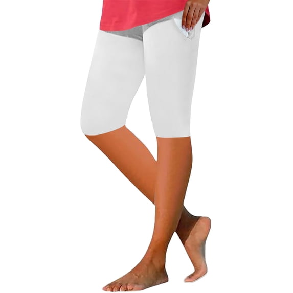 MXUIKV Stretchy Slim Fitted Yoga Shorts for Women 9" Inseam Gym Workout Short Pants with Pockets