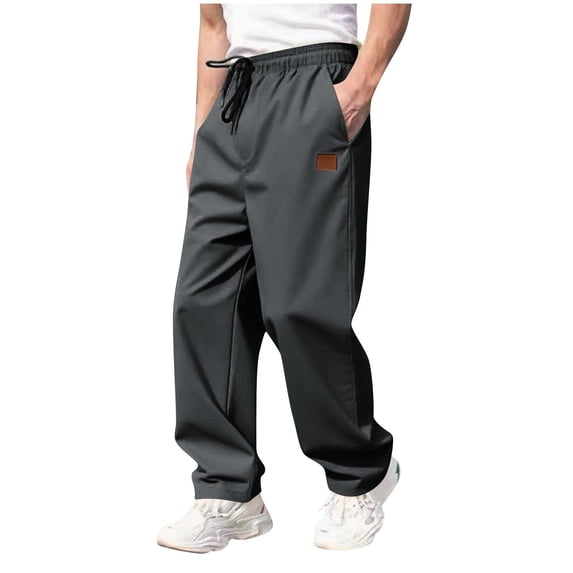 MXUIKV Sweatpants for Men Drawstring Elastic Waist Loose Fitted Workout Athletic Trousers with Pockets(Medium,Gray)
