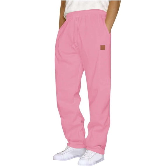 MXUIKV Sweatpants for Men Plus Size Loose Fitted Straight Leg Gym Running Athletic Trousers with Pockets(Small,Pink)