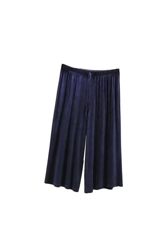 Womens Capri Pants Pajama Baggy Pants Wide Leg Loose Fitted Stretch Soft Modal Loungewear Home Bottom Pants