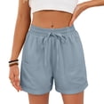 thumbnail image 1 of MXUIKV Womens Shorts Cotton Breathable 5 Inch Length Summer Pants with Front Pockets Elastic Waist Shorts, 1 of 8