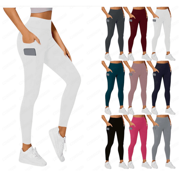 MXUIKV Womens Stretchy Yoga Pants Flexble Elastic Waist Slim Fitted High Waisted Pants with Pockets