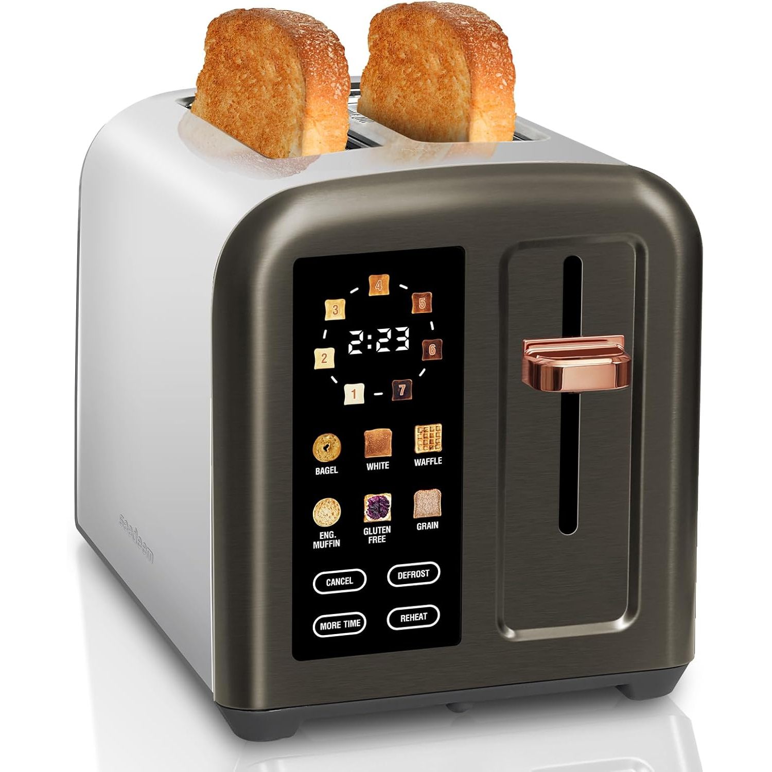 MXXF Toaster 2 Slice, Full Touch Control Stainless Toaster, LCD Display ...