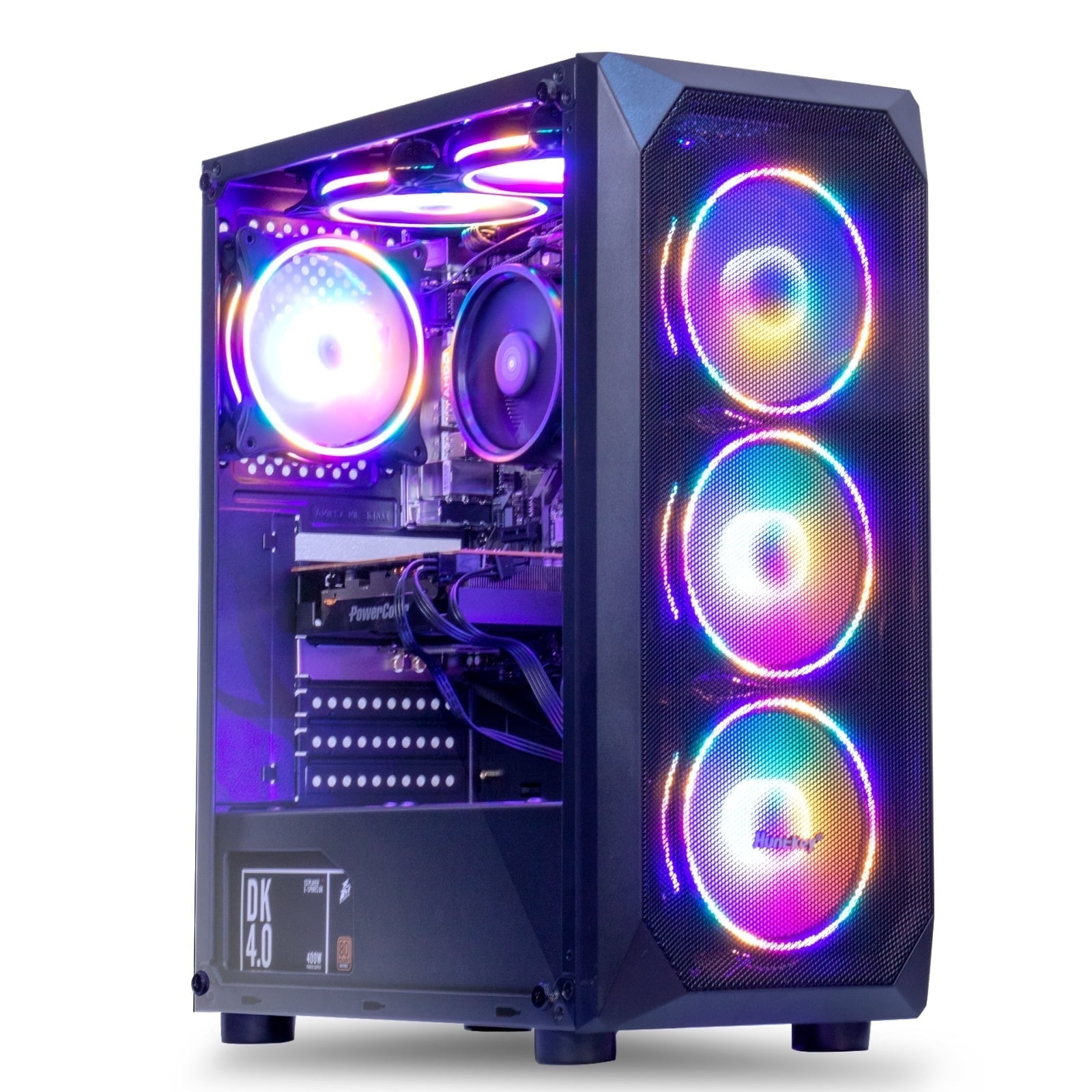 MXZ Gaming PC Computer AMD Ryzen 5 3500X 3.6GHz,RX580,B450M,8GB DDR4 3200,NVME 500G SSD, 6RGB Fans, Wifi,Win 11 Ready,Gamer Desktop Computer