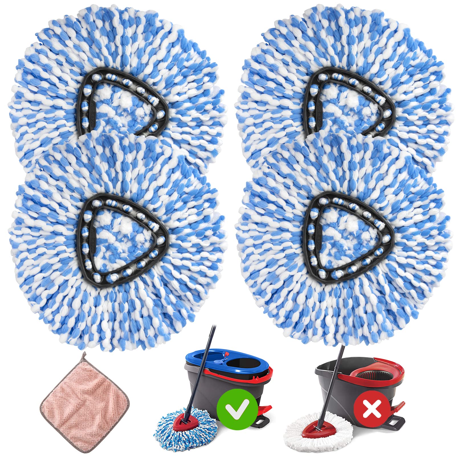 MXZONE 4 Packs Spin Mop Head Replacement for O Ceda Spinning EasyWring