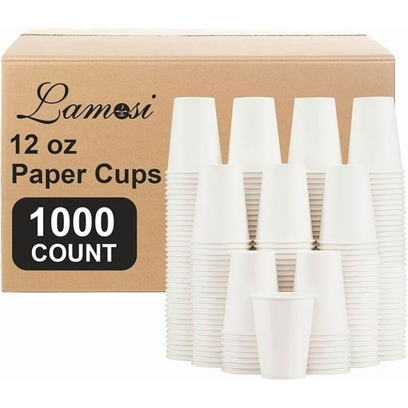 MY.1000 Count 12 oz Paper Coffee Cups Bulk, Disposable Paper Cups for Hot or Cold Drinks, 12 Ounce White Beverages Water Cups for Party, Picnic, Travel, Events