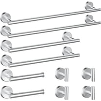 MY. 10Pcs Brushed Nickel Bathroom Hardware Set - Includes 24&18inch Towel Bar, Robe Hook, Toilet Paper Holder, 2 Pack 5 Piece Bathroom Accessories Set Stainless Steel Wall Mounted