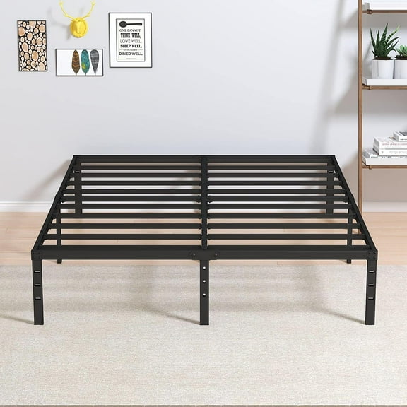 MY 14 Inch Metal Bed Frame Queen Size No Box Spring Needed, Heavy Duty Platform Support Up to 3000 lbs, Easy Assembly, Noise Free, Black