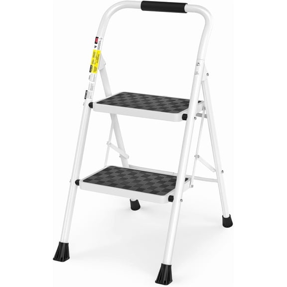 MY 2 Step Ladder,2 Step Stool for Adults Folding Step Stool with Cushioned Handle with Wide Anti-Slip Pedal Ergonomic Design