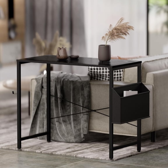 MY 32 Inch Computer Desk for Small Spaces with Storage Bag, Home Office Work Desk with Headphone Hook, Small Office Desk Study Writing Table