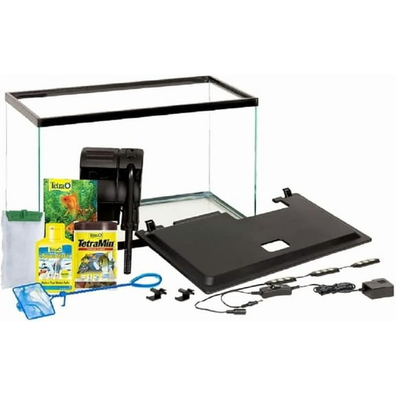MY Aquarium, 10 Gallon, Complete Tropical Fish Tank Kit with LED Lighting for Freshwater Fish
